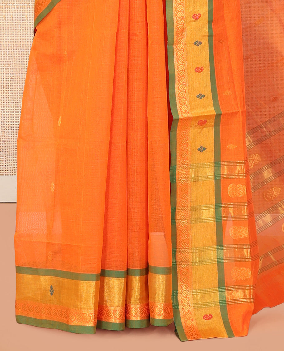 Orange Venkatagiri Cotton Saree