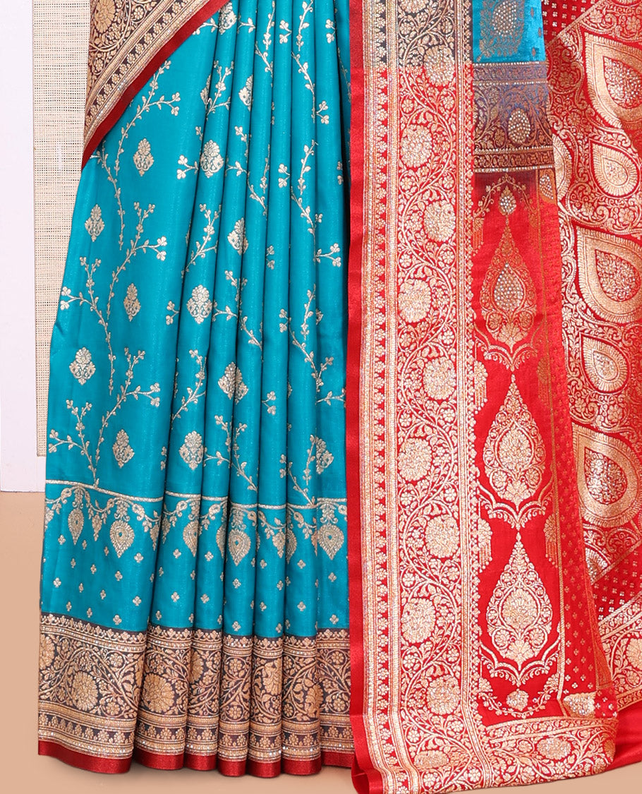 Blue Banaras Nylon Saree