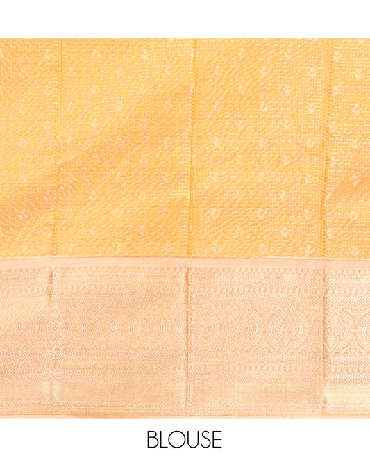 Blue Art Silk Half-Saree Pavadai Material Features a Zari-Buttas Skirt, a Contrast Traditional Border, Contrast Blouse, and Scallop Embroidered Dhavani