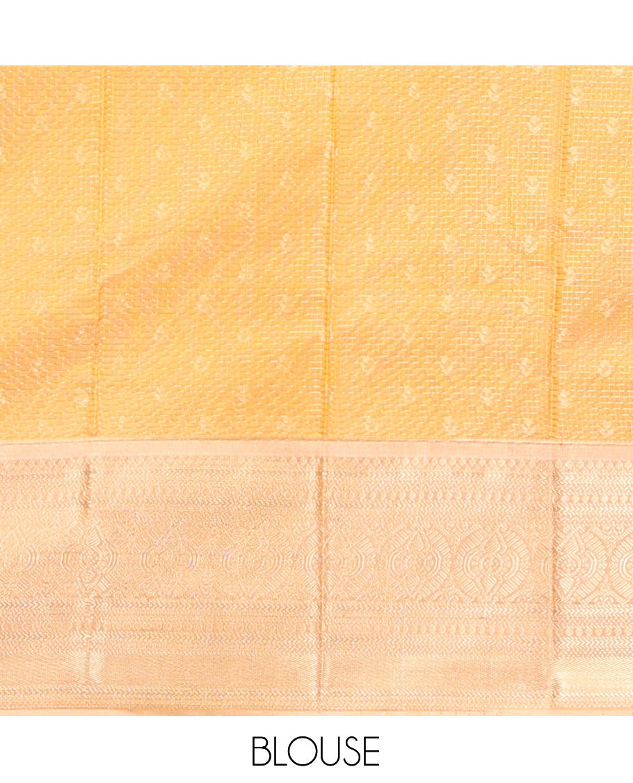 Blue Art Silk Half-Saree Pavadai Material Features a Zari-Buttas Skirt, a Contrast Traditional Border, Contrast Blouse, and Scallop Embroidered Dhavani