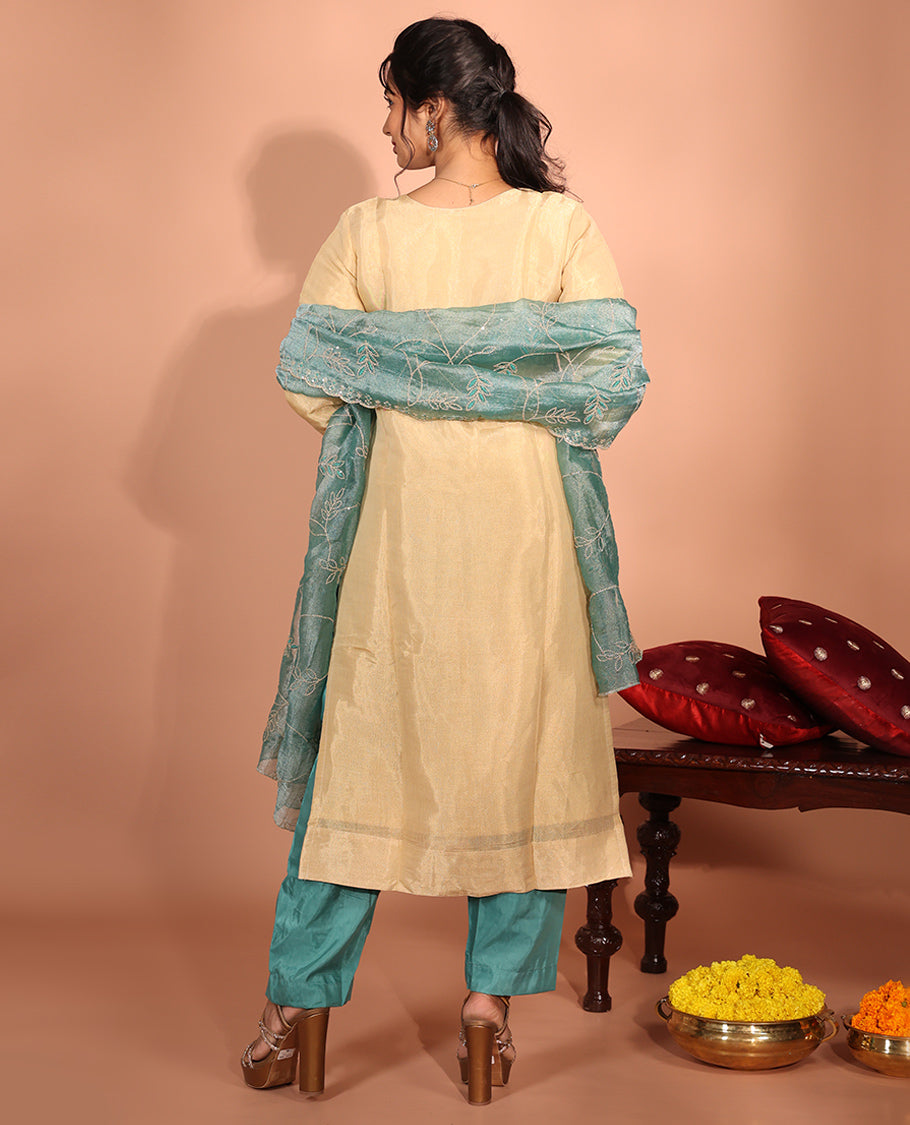 Sandal Tissue Embroidered Readymade Suit