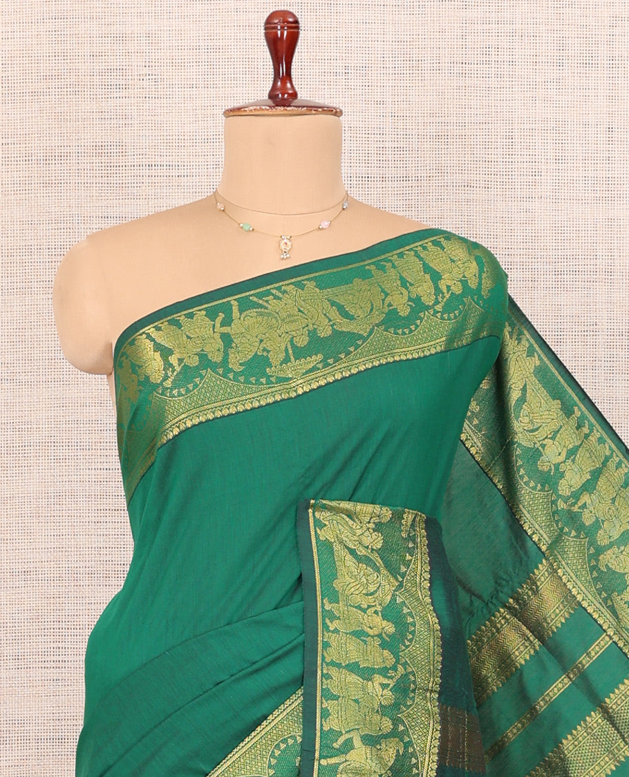 Green Plain Kalyani Cotton Saree