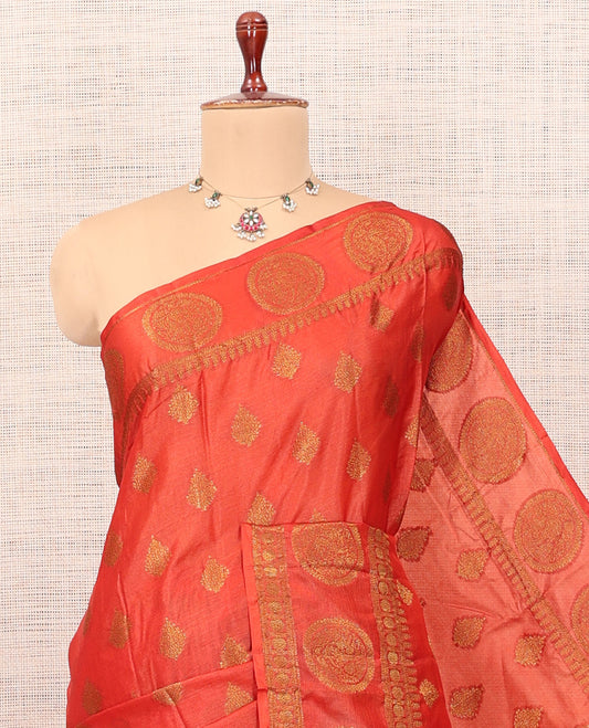 Orange Tussar Silk Saree