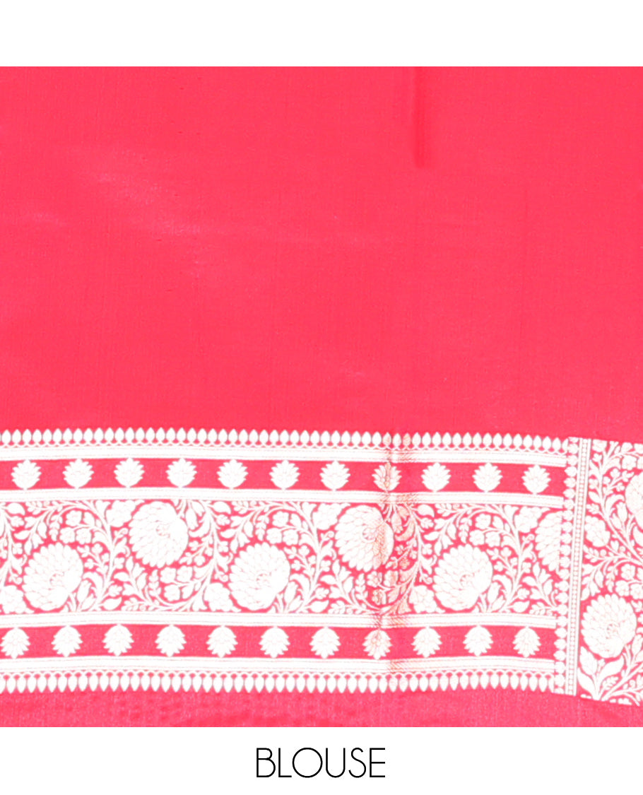 Purple Banarasi Nylon Saree, Gleamed Up with Jaal Jacquard, Contrast Floral Creeper Zari Border, Intricate Pallu, and a Contrast Blouse