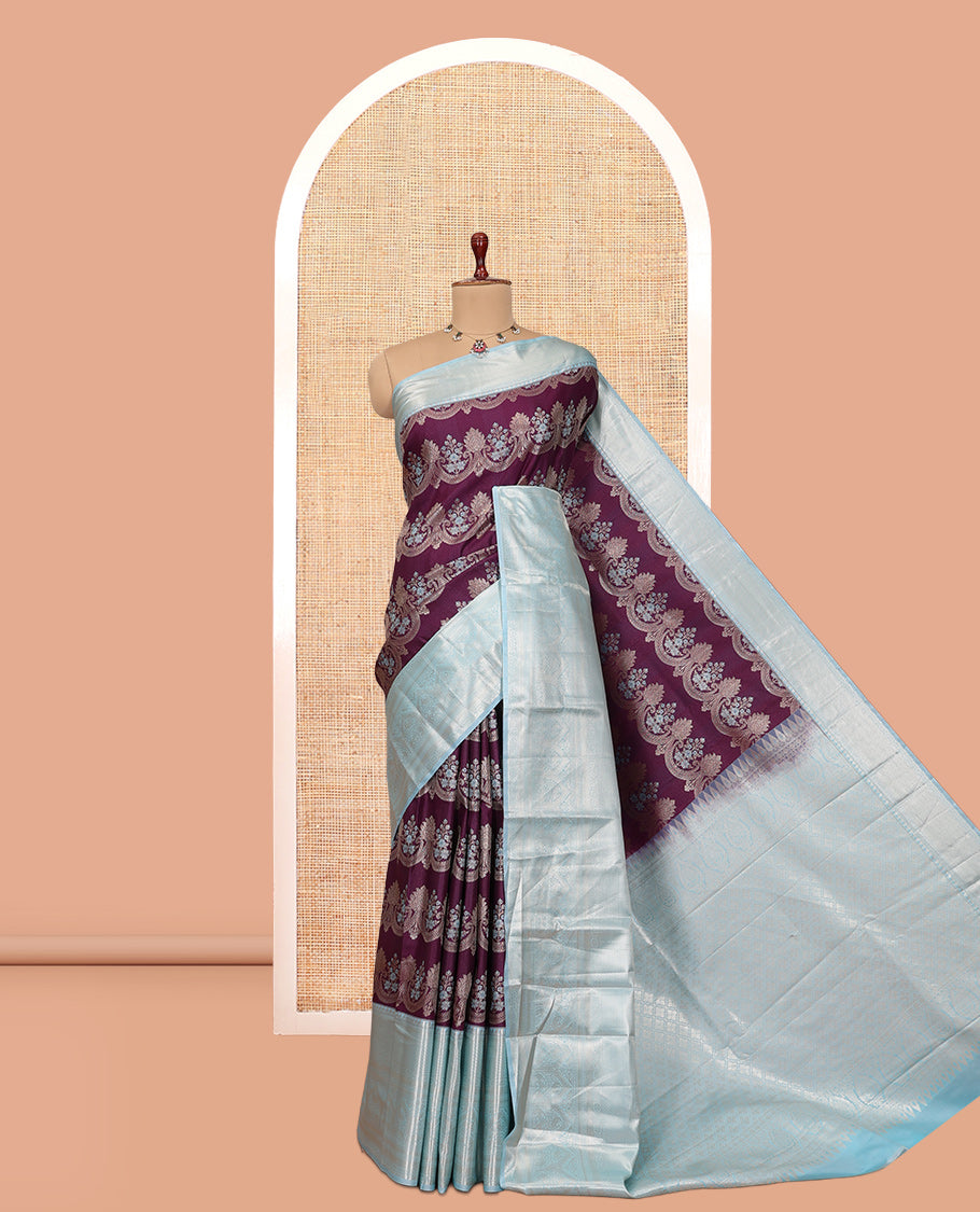 Purple-Sea Blue Budget Silk Saree