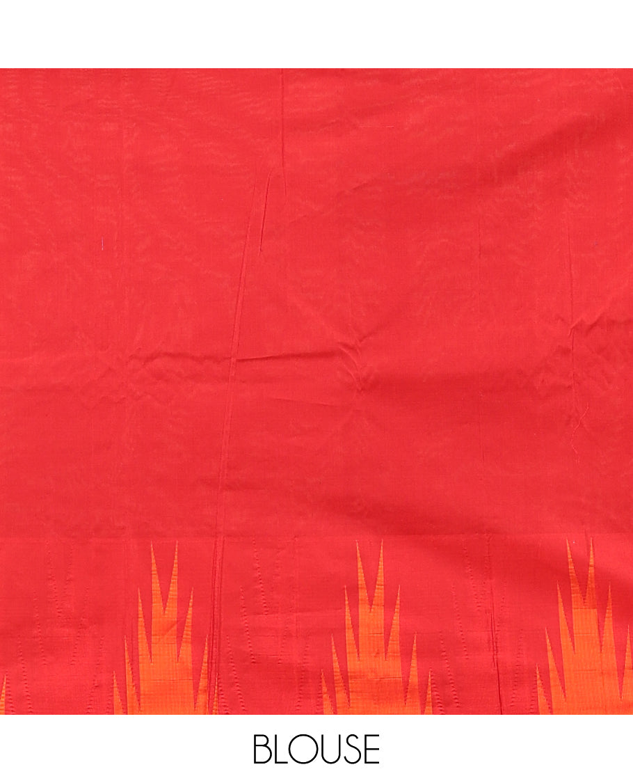 Maroon Plain Bangalore Silk Saree, Complemented by a Contrast Temple Border, Striped Pallu, and a Contrast Blouse