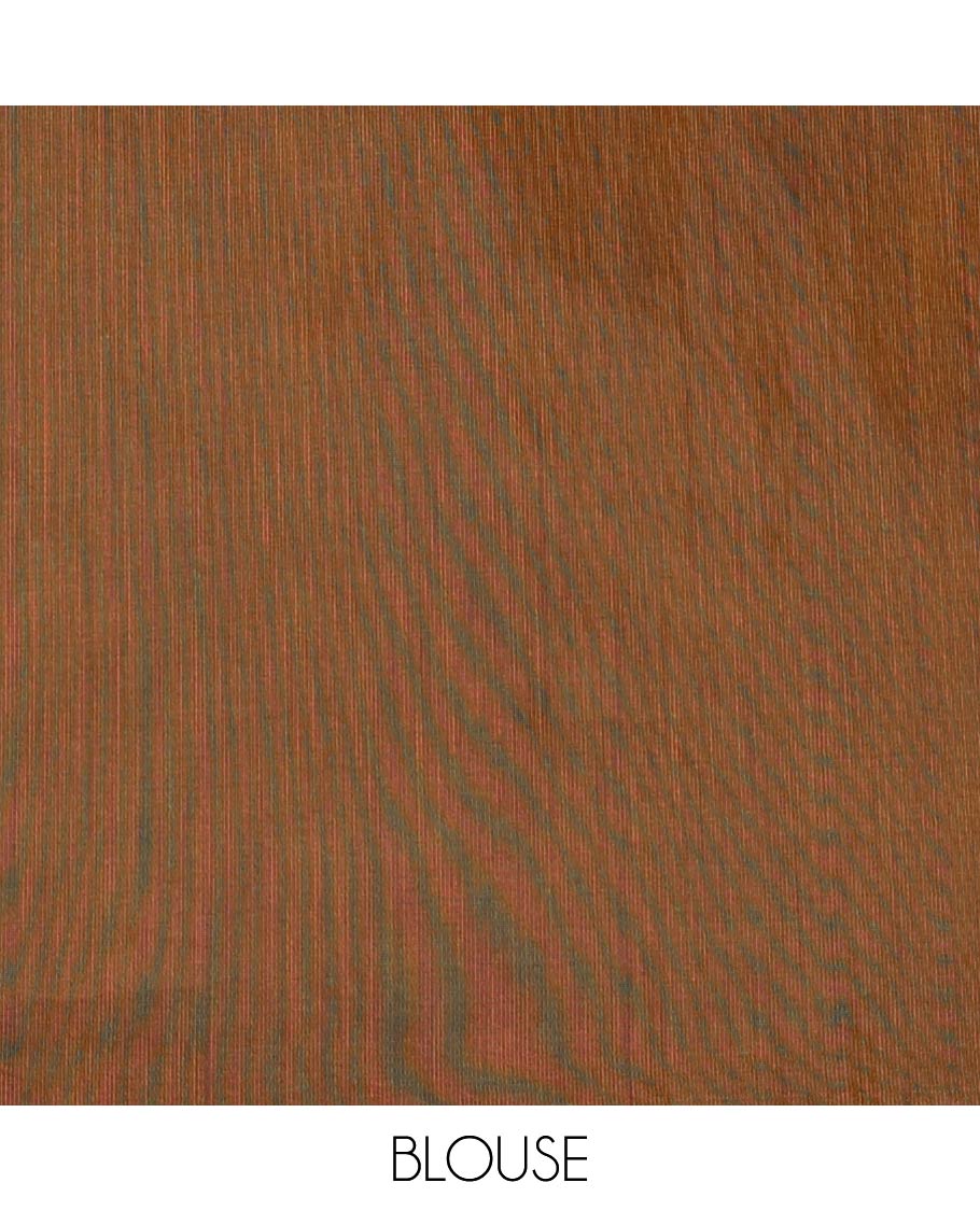 Borderless brown round buttas semi silk cotton saree with geometric design pallu