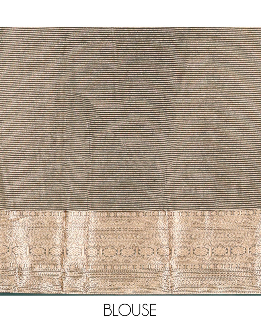 Green Chiffon Saree, Adorned with Floral Vine and Stonework, a Traditional Border, Pallu Steeped with Floral Designs, and a Matching Blouse