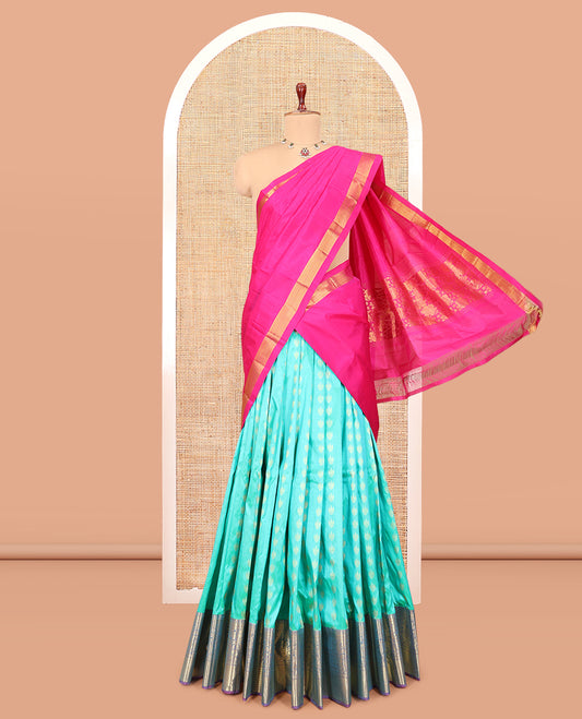 Blue Pure Silk Half Saree