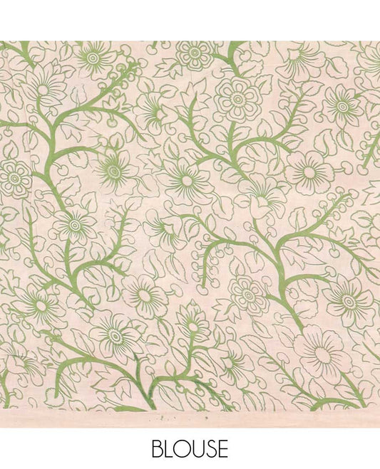 Pink pichwai cow machine-printed kalamkari cotton saree, uniquely printed border & animal motifs pallu