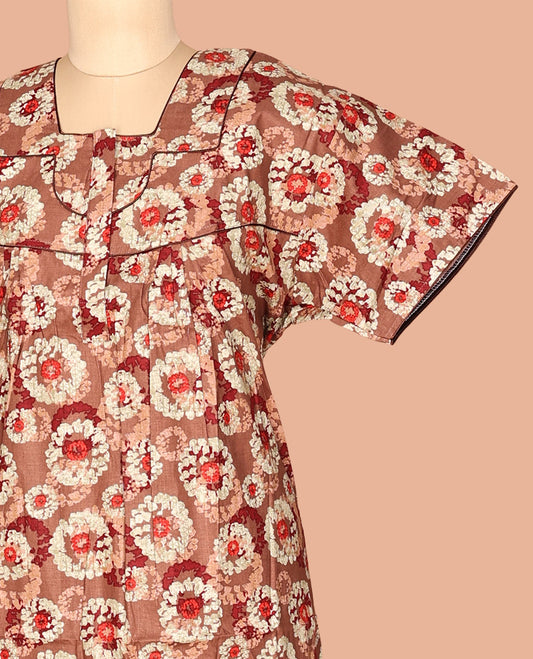 Brown Cotton-Blended Nighty