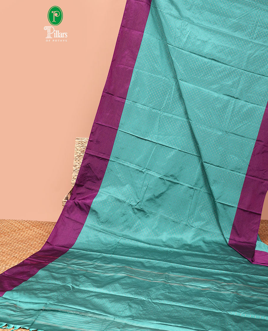Blue  allover vari ousi zari checks bhavasha silk saree with velthari design border & self lining, tussels pallu along with contrast plain blouse