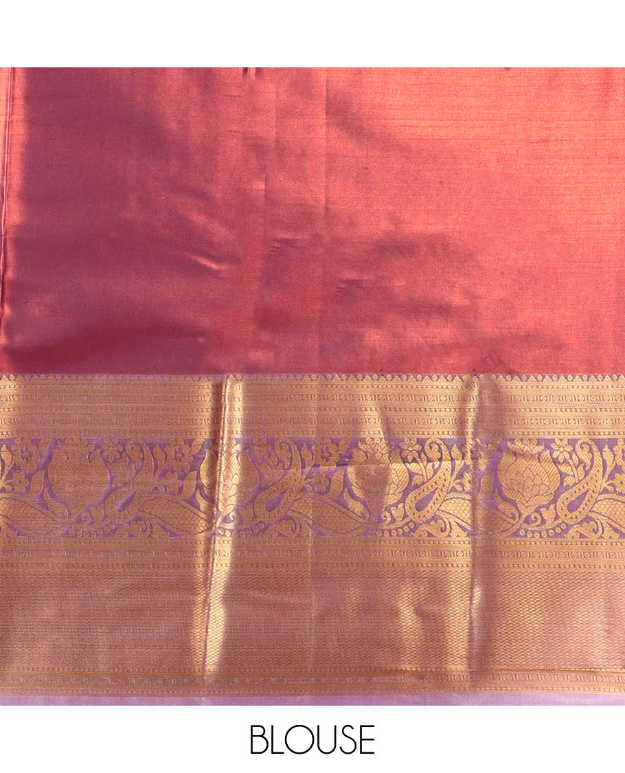 Red floral vine design budget silk saree with contrast zari design border & paisley zari design pallu