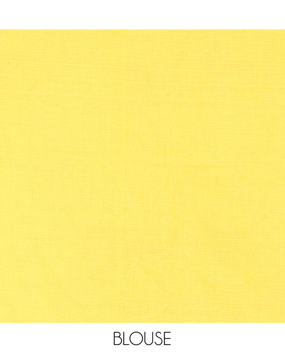 Yellow Khadi Mul Cotton Saree, Artfully Printed with Warli Motifs All Over Its Body, Highlighted by a Self-Border of Warli Print, Pallu of Warli Print, and Paired with a Matching Blouse