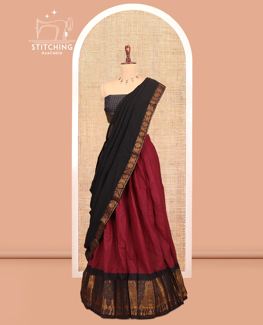 Maroon Sungudi Cotton Half-Saree