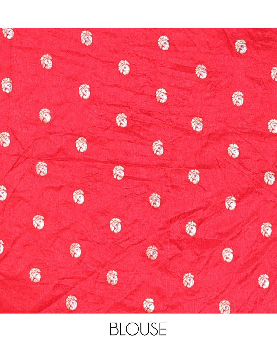 Baby Pink-Rani Pink Chiffon Saree, Decorated with Dual-Dyed and Zari Checks, Paisley Border, Striped Pallu, Contrast Blouse