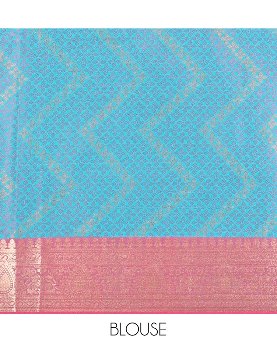 Rama Elite Soft Silk Saree, Subtly Sparkled with Floral-Paisley Designs On Its Body, Complemented by Contrast Traditional Zari Designs Woven Border, Intricately Designed Pallu, and Paired with a Matching Blouse