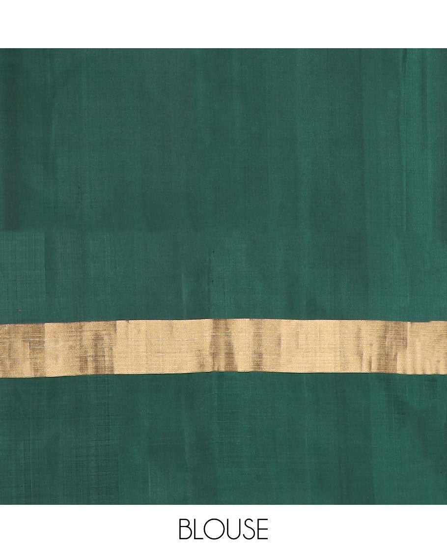 Multi-color checked design soft silk saree with contrast ikkat style border & ikkat style floral design pallu