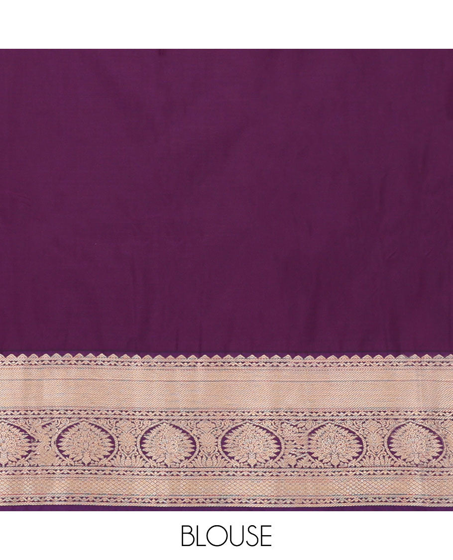 Pale Peach Budget Silk Saree, Woven with Zari Buttas All Over Its Body, Complemented by a Contrast Traditional Zari Design Border, Grand Jaal-Patterned Pallu, and Paired with a Contrast Blouse