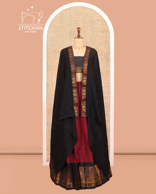 Maroon Sungudi Cotton Half-Saree