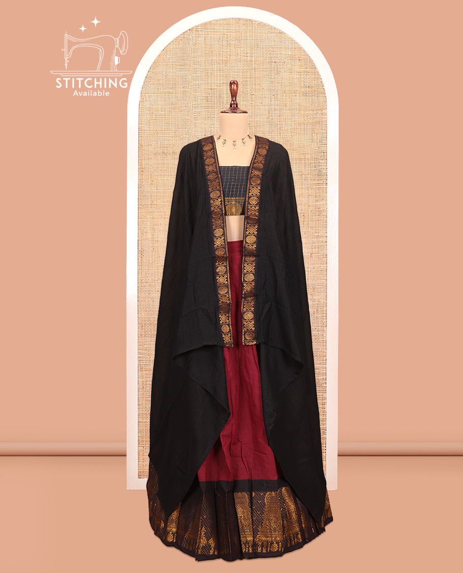 Maroon Sungudi Cotton Half-Saree