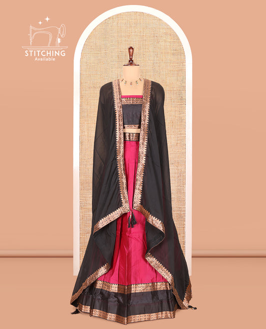 Rani Pink Semi-Silk Half-Saree