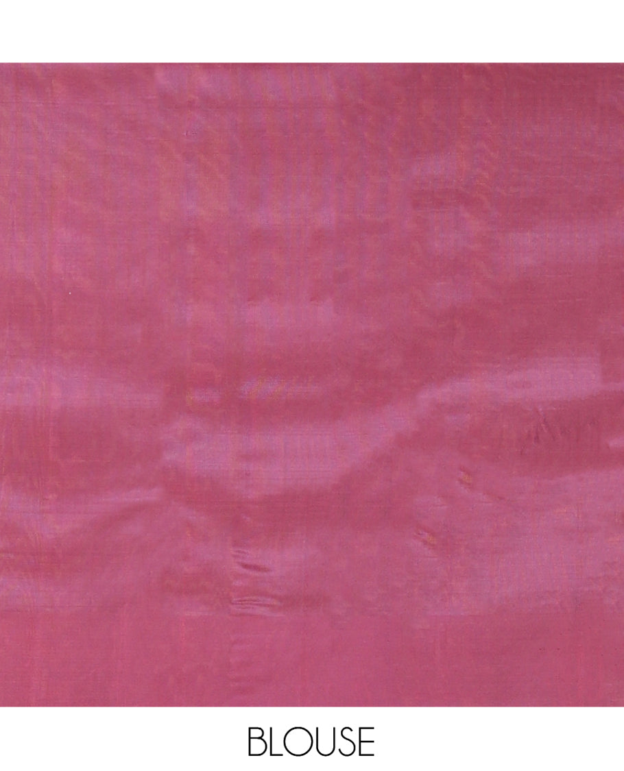 Pink Zari Butta and Stripes Mayuri Lite Silk Mix Saree