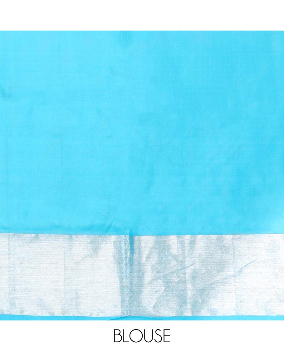 Pink Leaf motifs vengatagiri pure silk saree , contrast bavanji border & pallu of aryle pattern