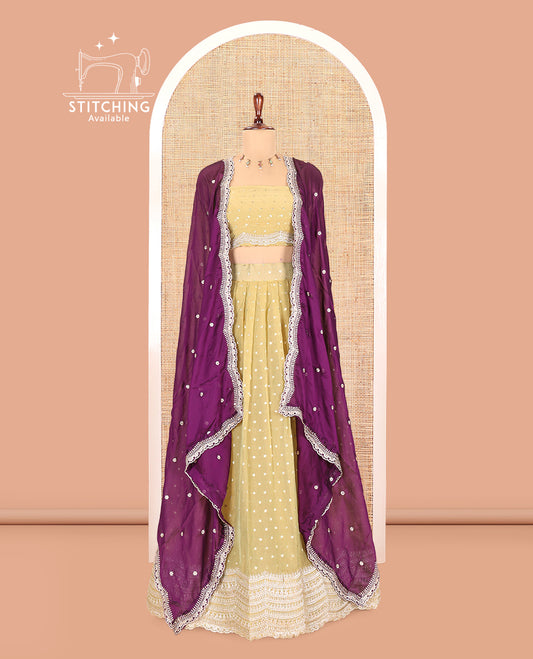 Pista Green Moss Organza Half-Saree