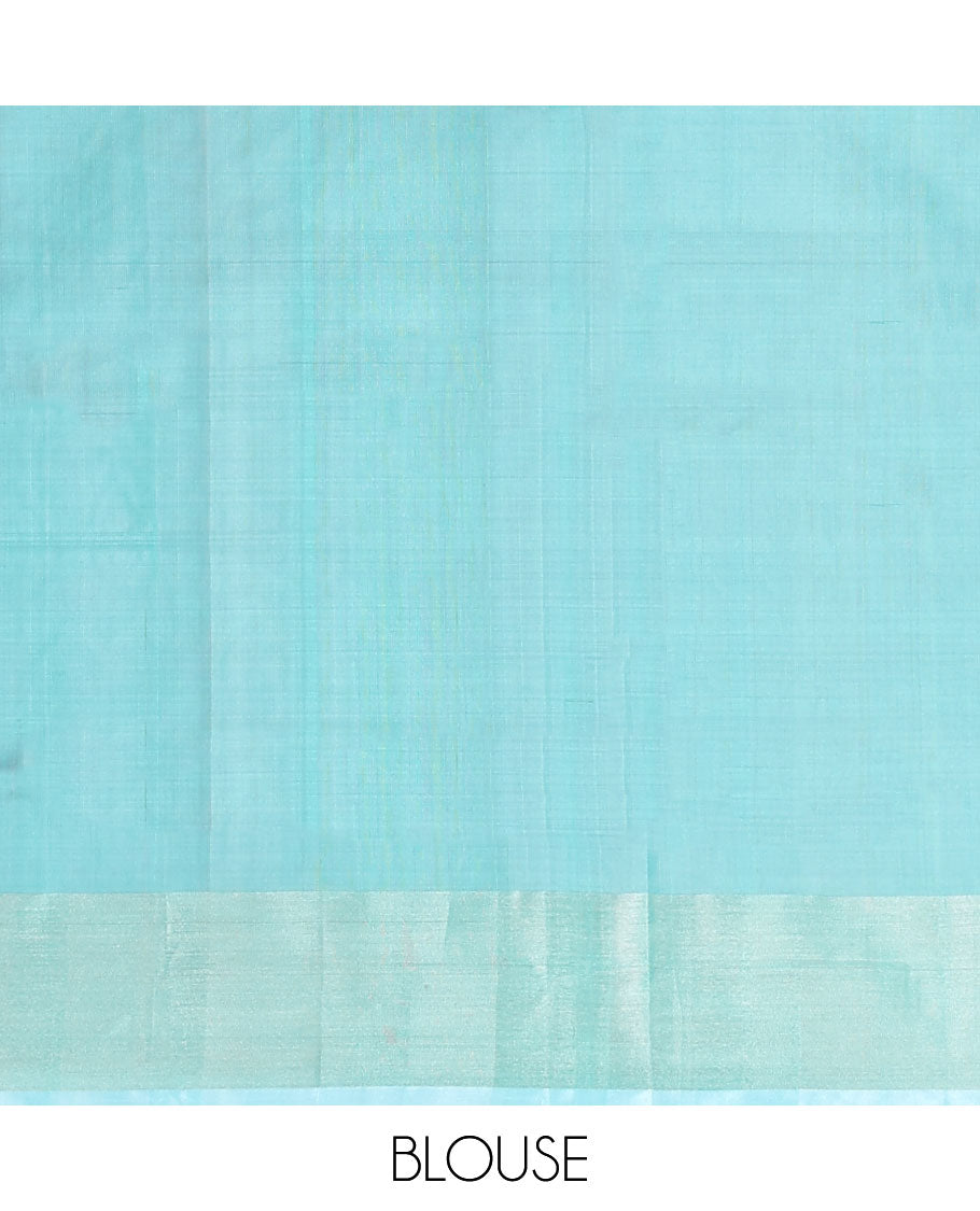 Blue floral design uppada silk saree with self zari design border & floral jaal zari design pallu