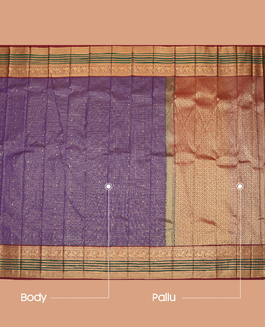 Violet Checks Budget Silk Saree
