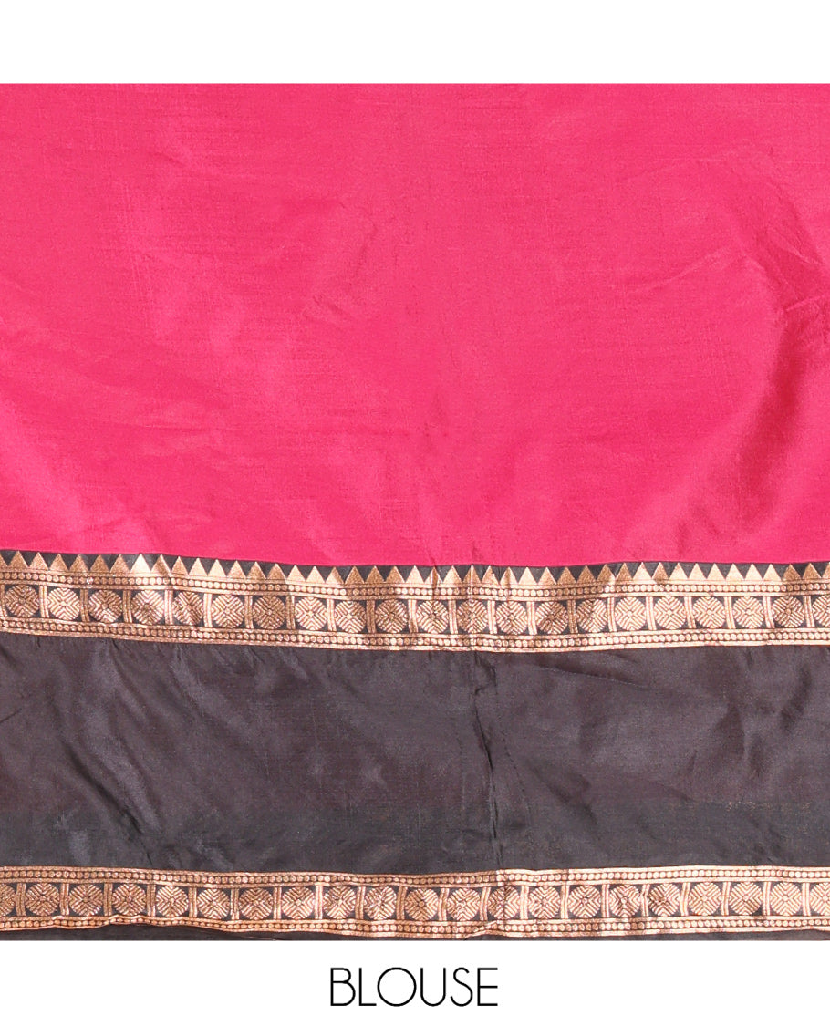 Rani Pink Semi-Silk Half-Saree