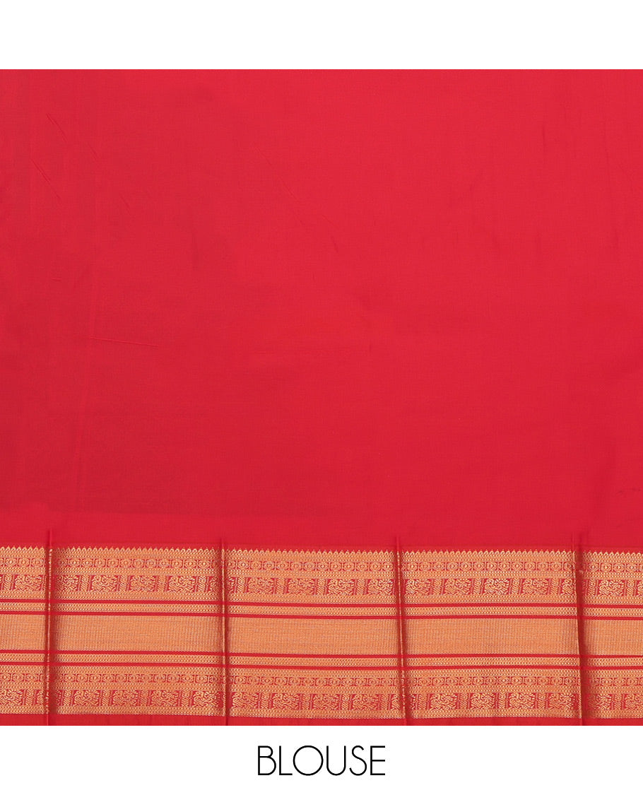 Blue Budget Silk Saree, Adorned with Zari Buttas, a Contrast Traditional Zari Border, Jaal Pallu, and a Contrast Blouse