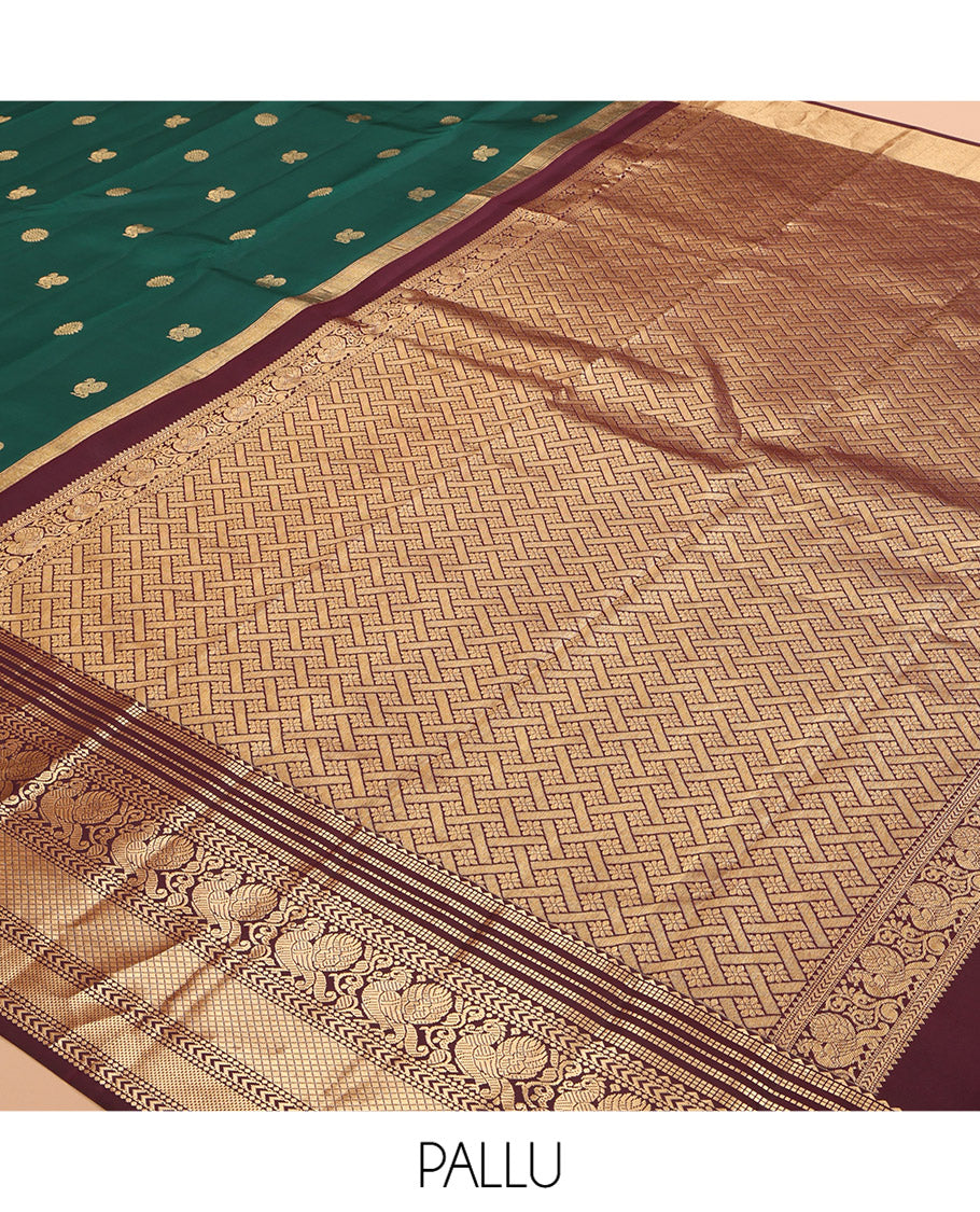 Green Zari Buttas Kanchipuram Silk Saree