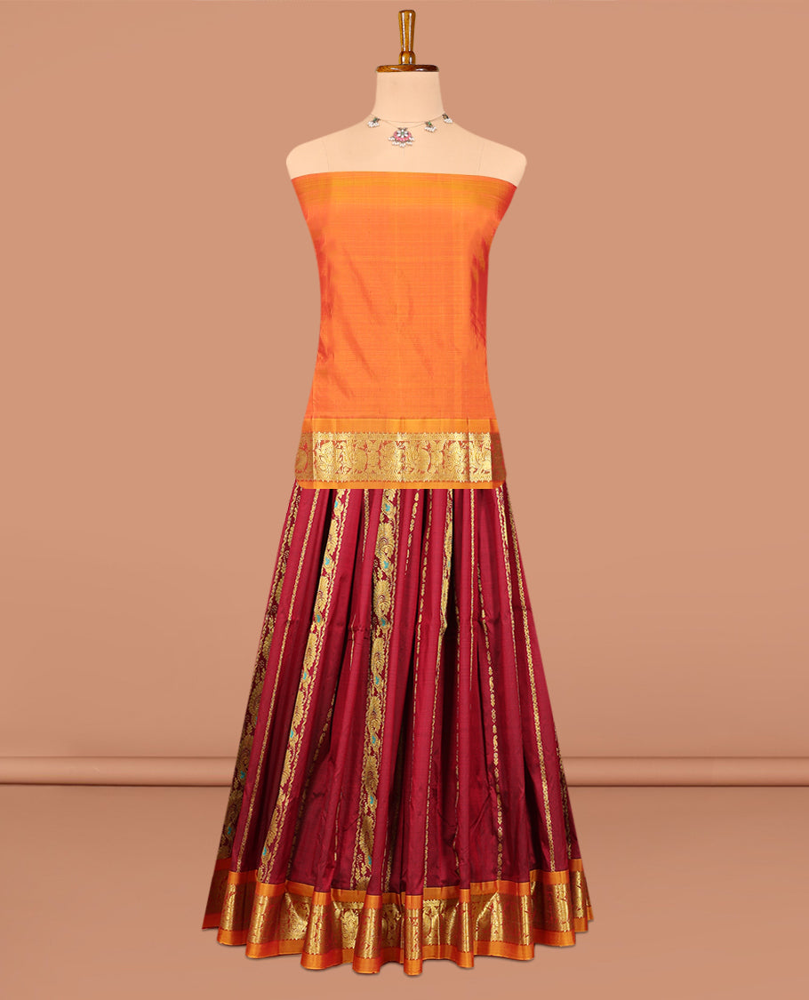 Maroon Pure-Silk Half-Saree