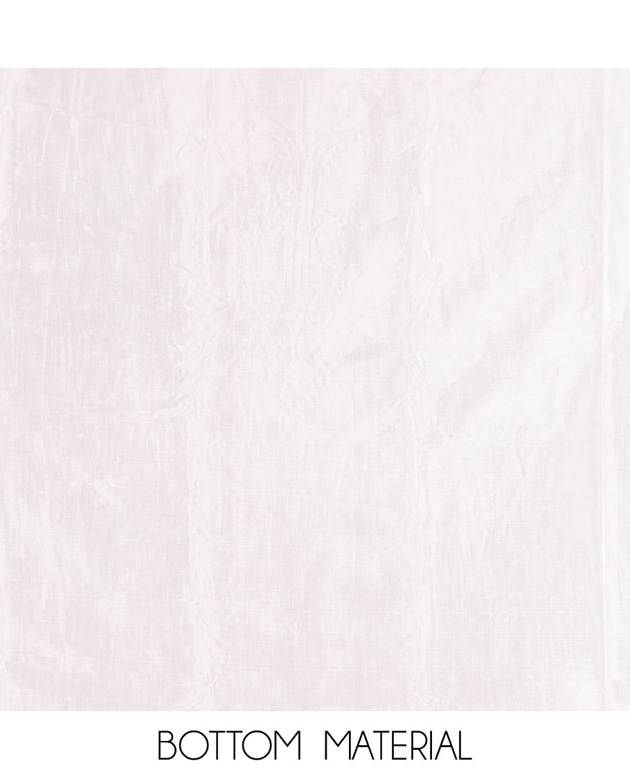 Cream Mul Chanderi Material Chudidar Features Neck Work Top, a Matching Bottom, Embroidered Scallop Dupatta