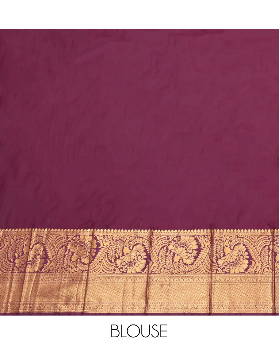 Blue Budget Silk Saree, Accentuated with Jacquard Design, Complemented by Contrast Traditional Zari Border, a Grand Pallu and a Contrast Blouse