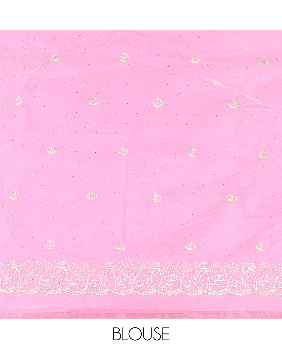 Gajri Pink Moss Organza Half-Saree