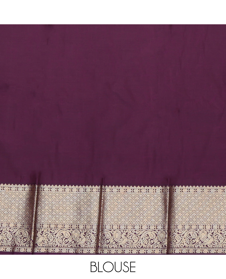 Orange Budget Silk Saree, Accentuated with Zari Buttas and Stripes, Complemented by Contrast Traditional Zari Border, a Jaal Pallu and a Contrast Blouse