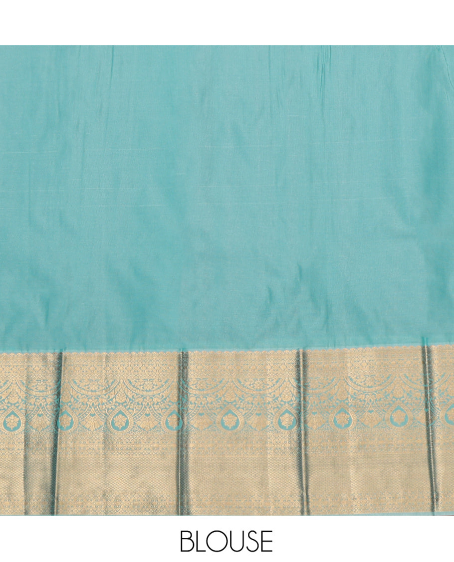 Purple Budget Silk Saree, Graced with Zari Buttas, Complemented by a Contrast Traditional Zari Border, Grand Pallu, and a Contrast Blouse