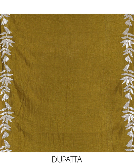 Dark Lavender Material Churidar Set, Detailed with Floral Motifs Sequins-Thread Embroidered on Its Vichitra Silk Top, Comes with a Contrast Santoon Bottom, and Paired with a Vichitra Silk Floral Embroidered Scallop Dupatta