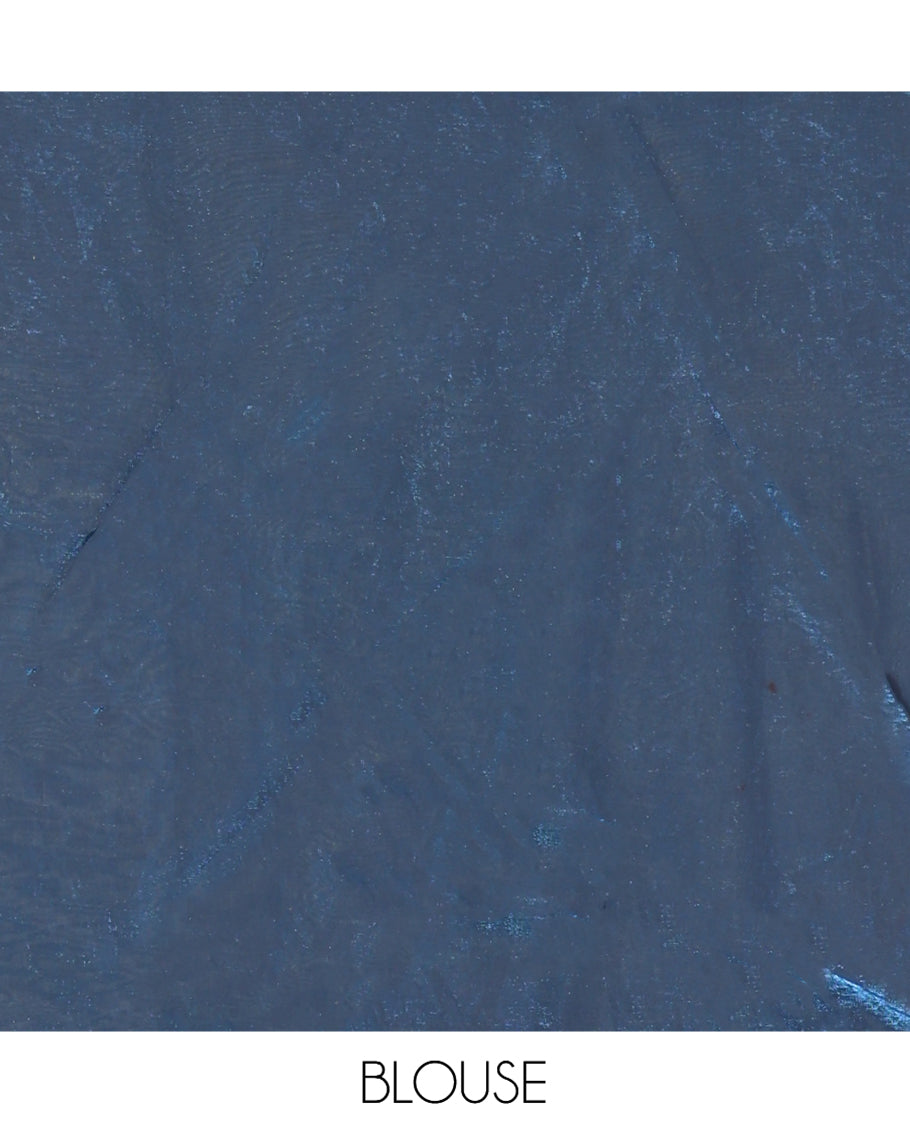 Peacock Blue Velvet Organza Half-Saree