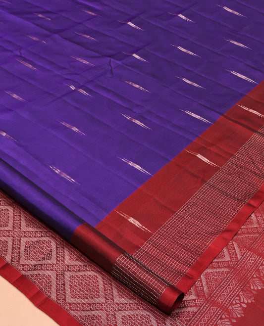Violet Mayuri Lite Silk Mix Saree, Detailed with Zari Buttas All Over Its Body, Complemented by a Contrast Checked Border, Grand Jaal Pallu, and Paired with a Contrast Blouse