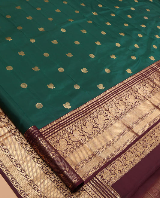 Green Zari Buttas Kanchipuram Silk Saree