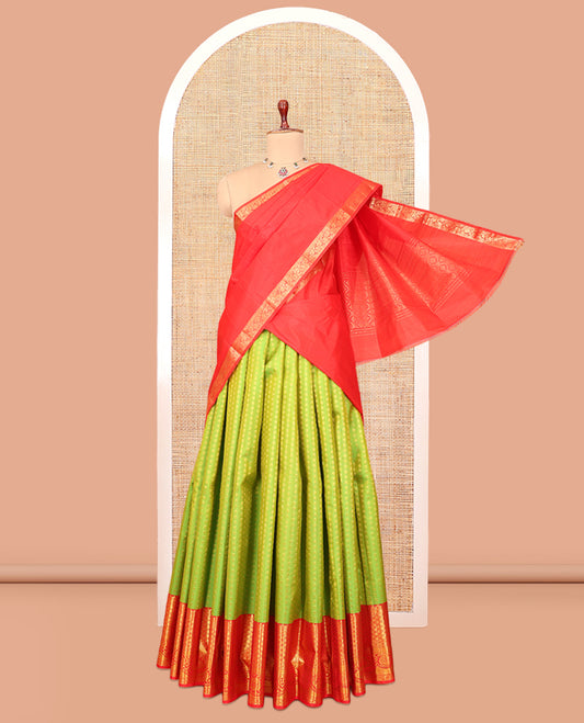 Green Pure Silk Half-Saree