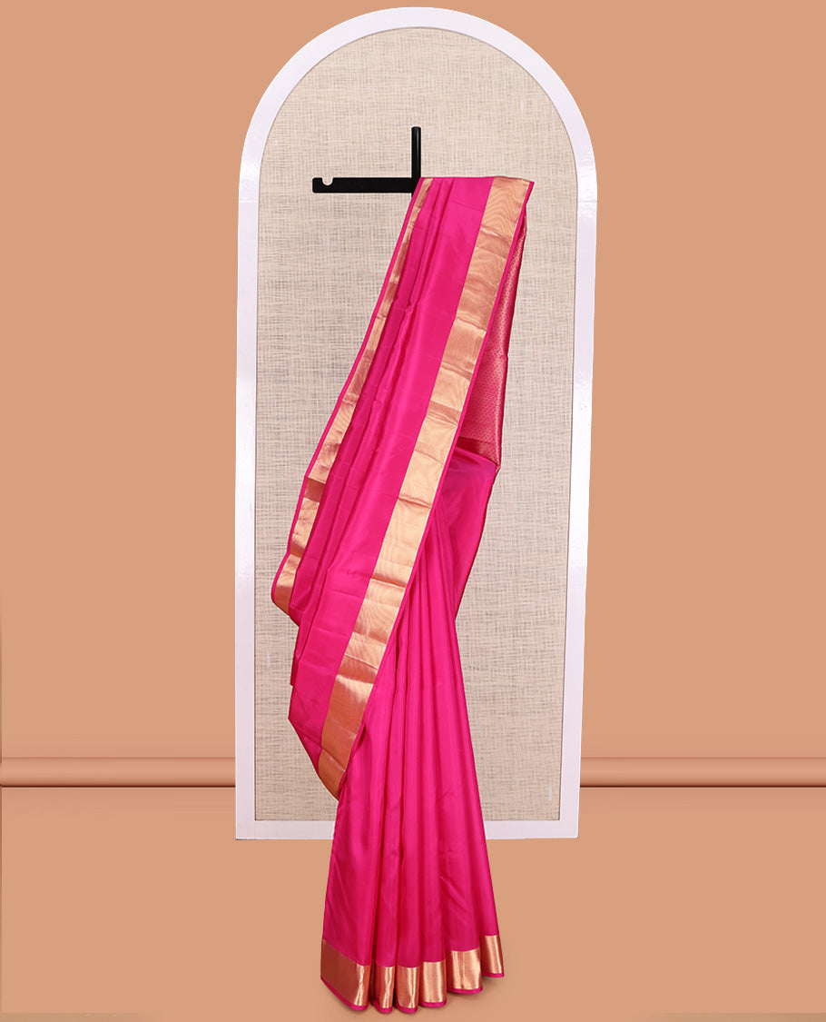 Pink Plain Kanchipuram Silk Saree