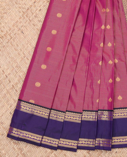 Magenta Rettai Pattu Border Budget Silk Saree