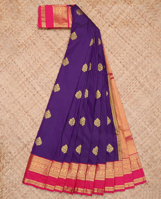 Violet Traditional Rettai Pattu Border Budget Silk Saree