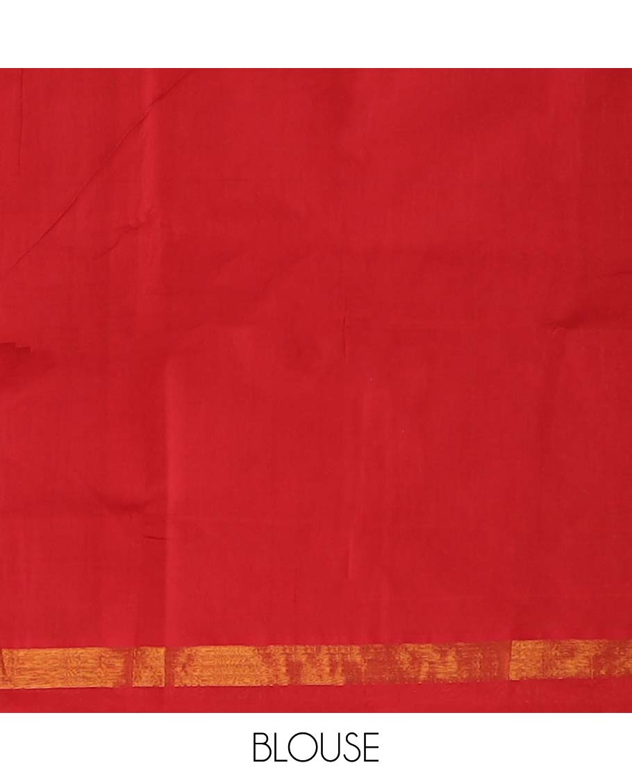 Multi-color ikkat design poly cotton saree, zari border, and zari striped pallu