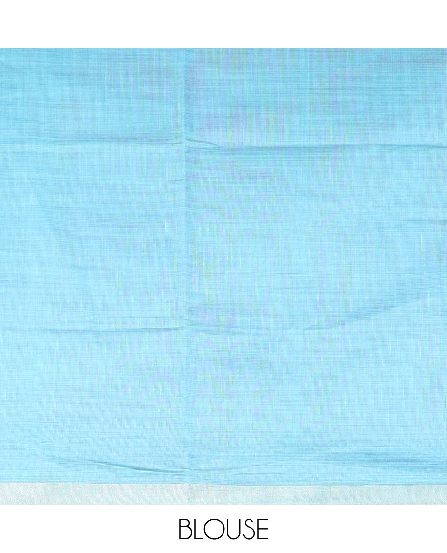 Pink floral buttas printed chirala cotton saree, bavanji border, and contrast musical motifs print pallu